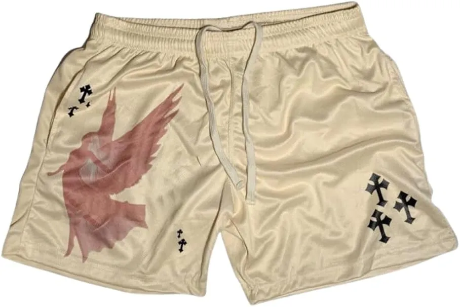 CROWN Anime Mesh Shorts - Breathable Workout Athletic Sport with Soft Pockets