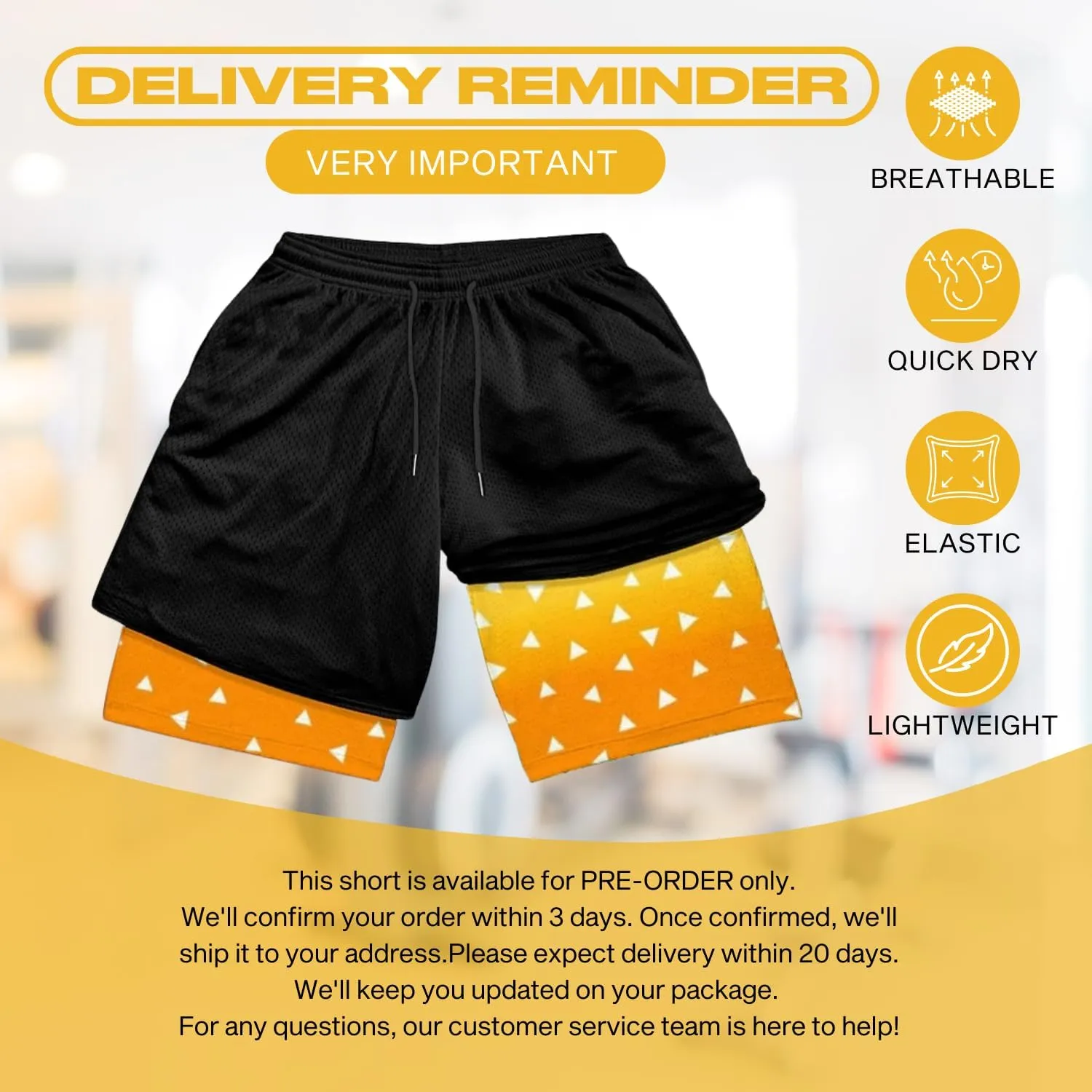 CROWN Anime Shorts - Breathable Compression Gym Short with Pockets