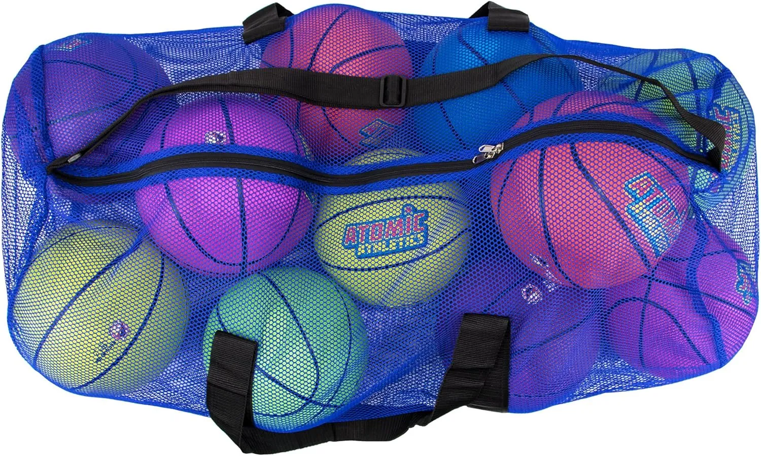 Crown Sporting Goods 39" Mesh Sports Ball Bag with Adjustable Shoulder Strap, Oversize Duffle - Great for Carrying Gym Equipment, Jerseys, & Laundry