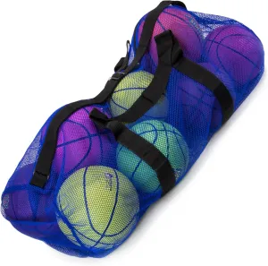 Crown Sporting Goods 39" Mesh Sports Ball Bag with Adjustable Shoulder Strap, Oversize Duffle - Great for Carrying Gym Equipment, Jerseys, & Laundry