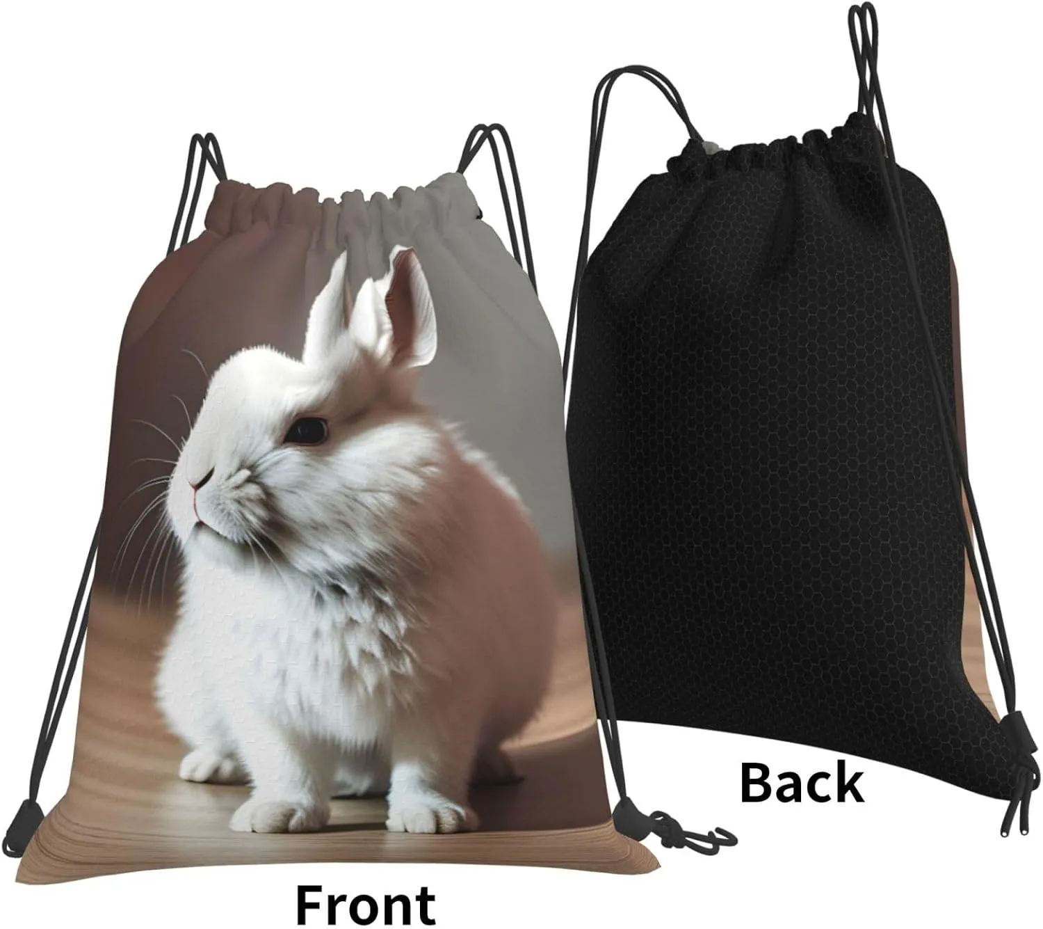 cry white rabbit Print Sports Drawstring Backpack,Water Resistant Bag, Gym Backpack for Women Men