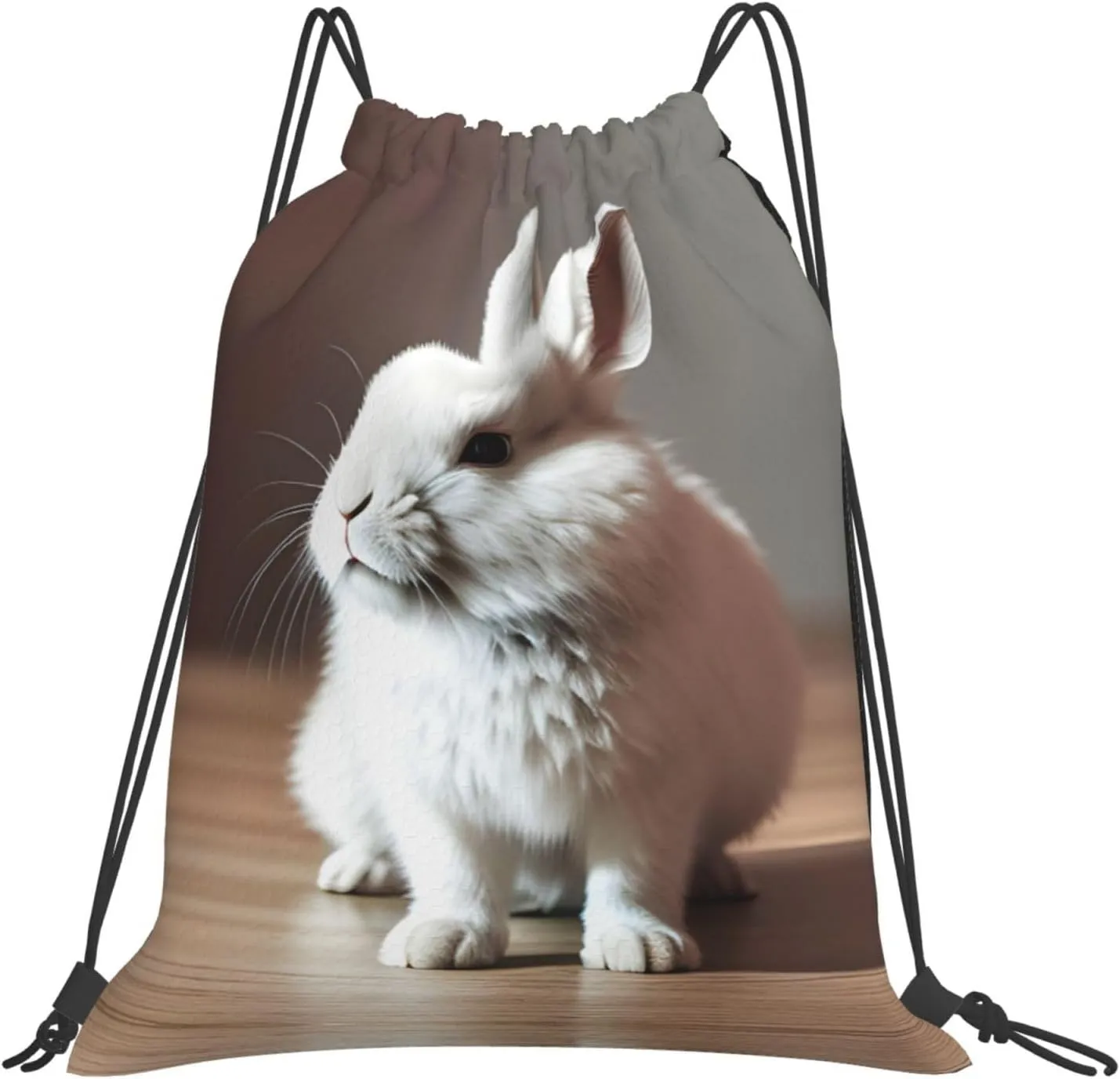 cry white rabbit Print Sports Drawstring Backpack,Water Resistant Bag, Gym Backpack for Women Men