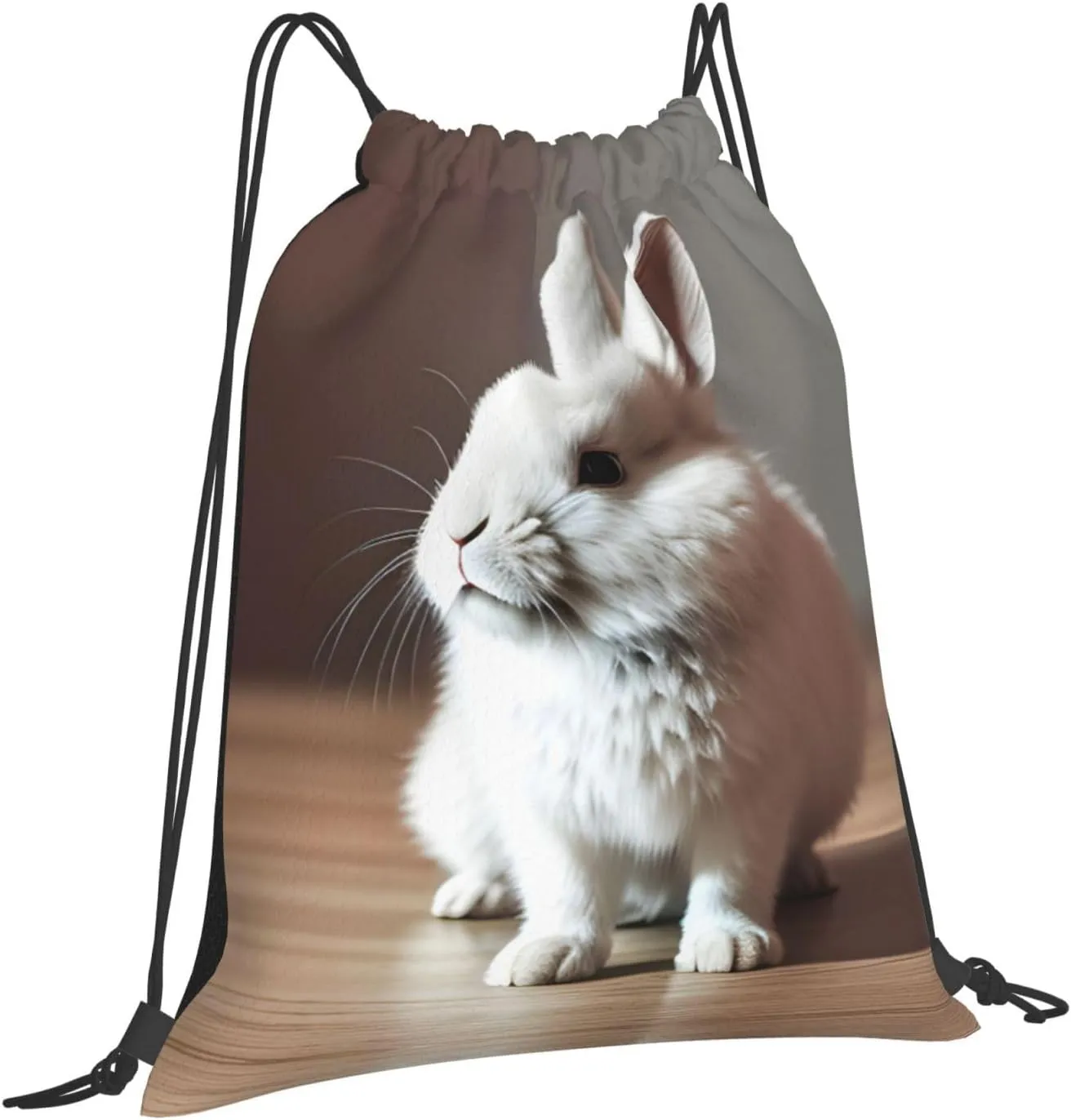 cry white rabbit Print Sports Drawstring Backpack,Water Resistant Bag, Gym Backpack for Women Men