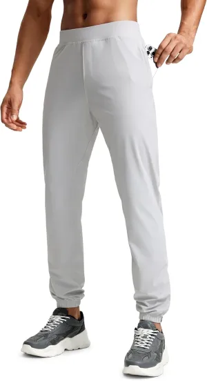 CRZ YOGA Athletic Joggers for Men - 31" Lightweight Running Training Pants with Zip Pockets and Ankle Zippers