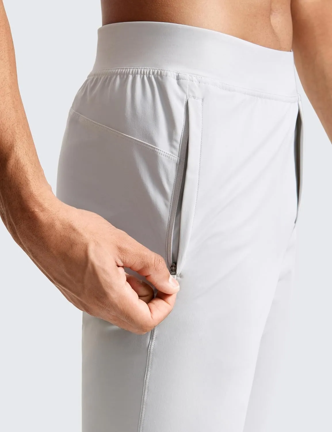 CRZ YOGA Athletic Joggers for Men - 31" Lightweight Running Training Pants with Zip Pockets and Ankle Zippers