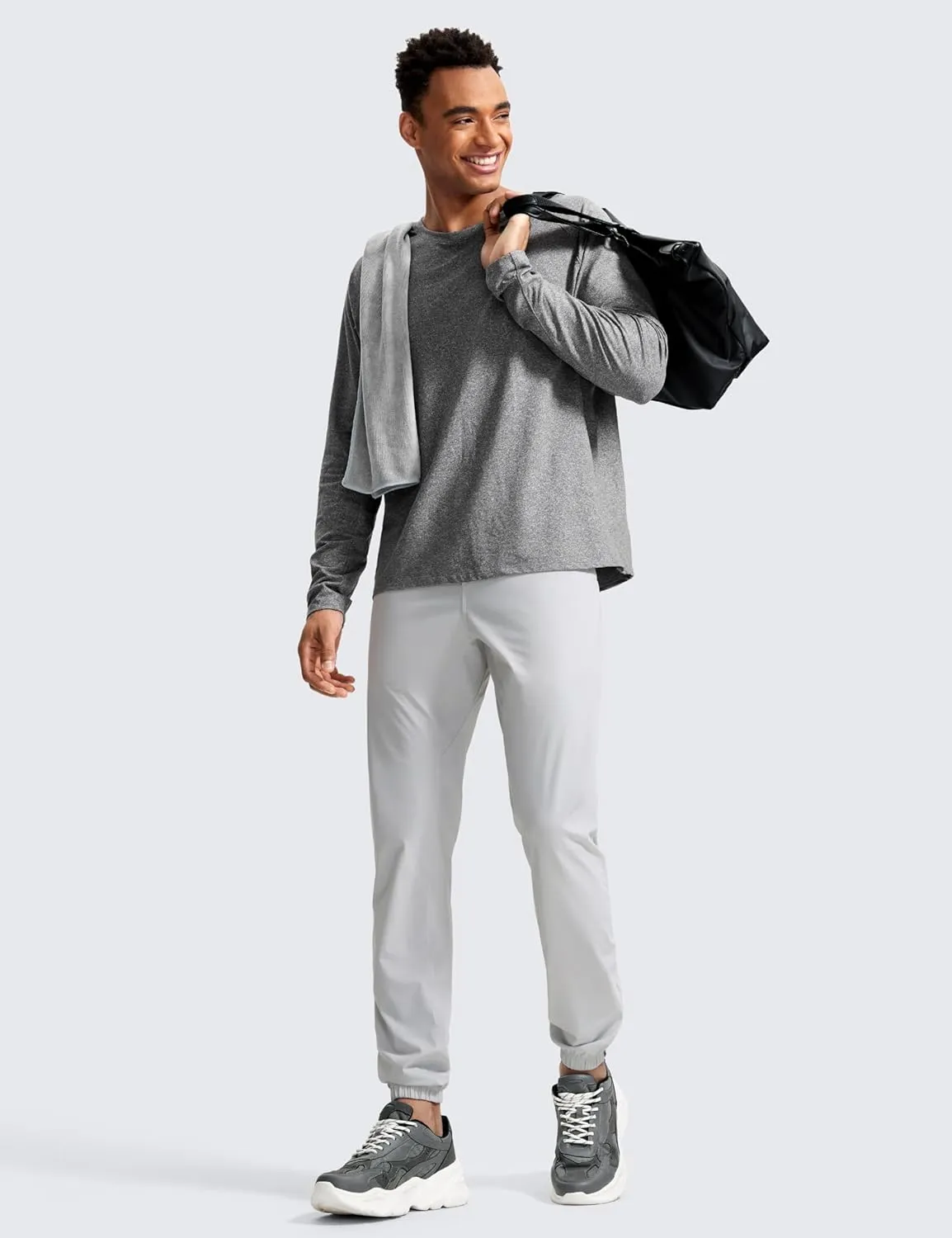 CRZ YOGA Athletic Joggers for Men - 31" Lightweight Running Training Pants with Zip Pockets and Ankle Zippers