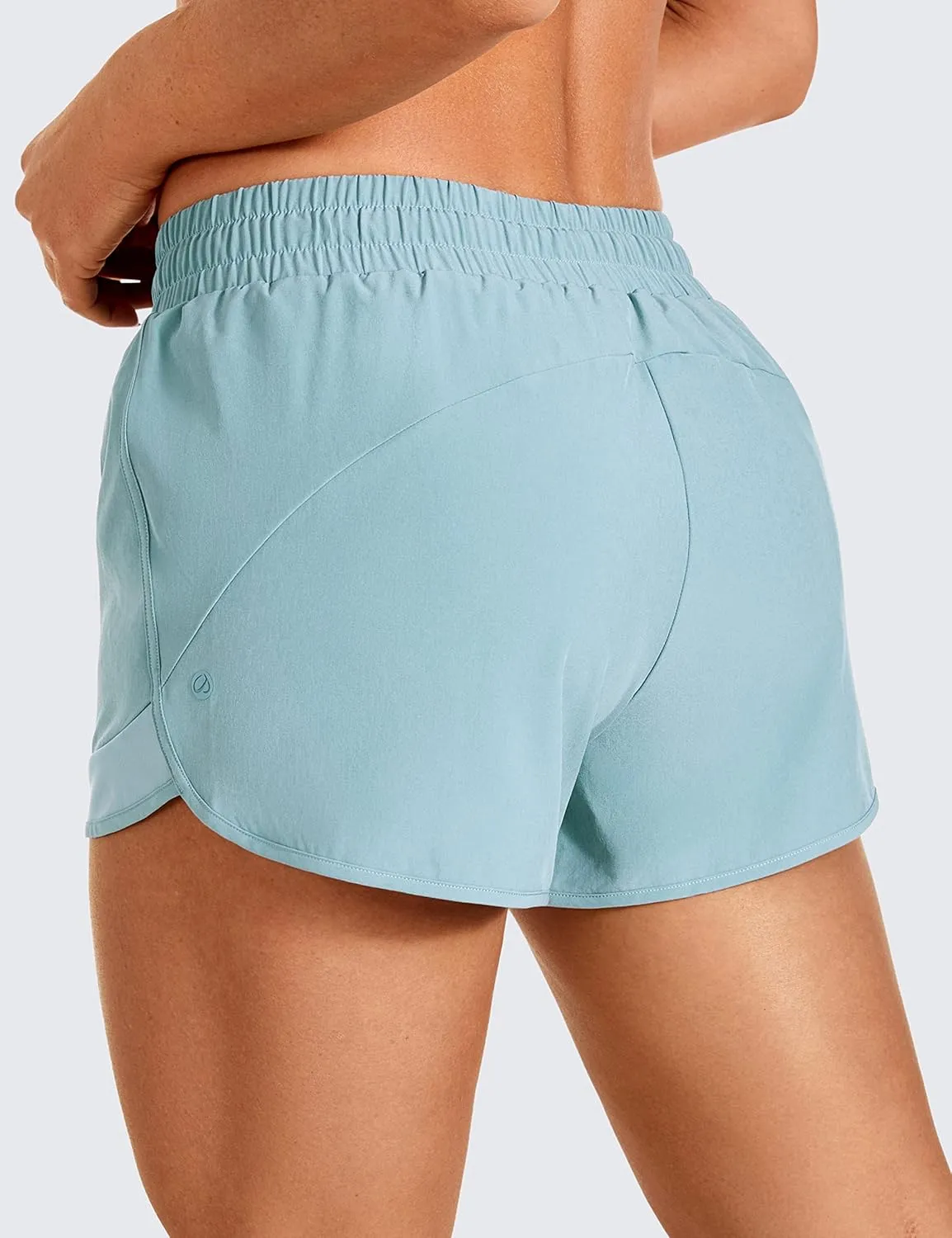CRZ YOGA Women's Mid Rise Running Shorts Mesh Liner 3'' - Quick Dry Drawstring Workout Athletic Gym Shorts Zip Pocket