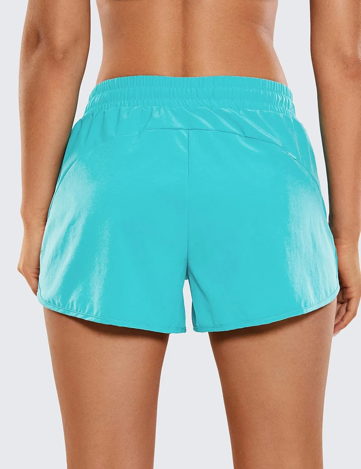CRZ YOGA Women's Mid Rise Running Shorts Mesh Liner 3'' - Quick Dry Drawstring Workout Athletic Gym Shorts Zip Pocket