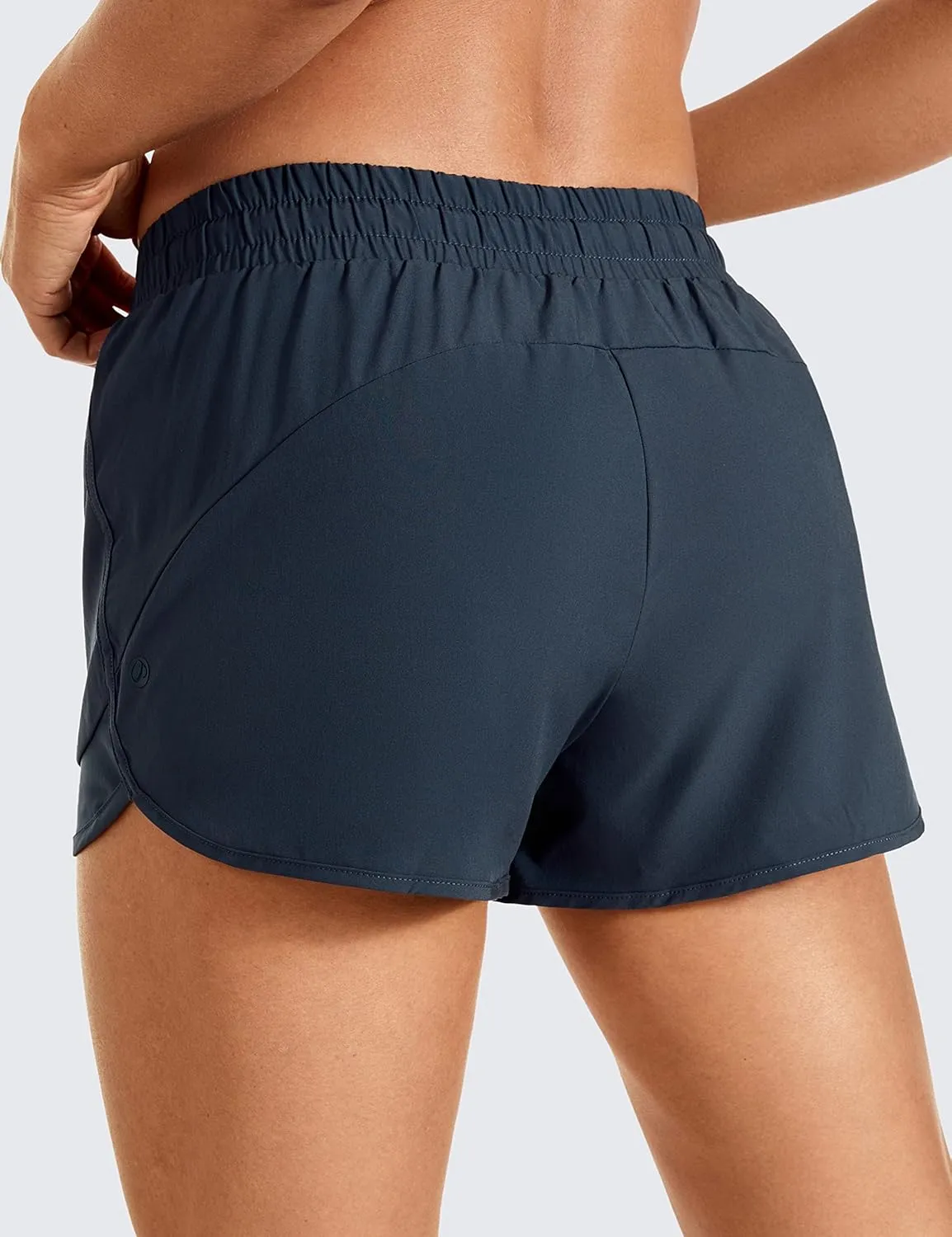 CRZ YOGA Women's Mid Rise Running Shorts Mesh Liner 3'' - Quick Dry Drawstring Workout Athletic Gym Shorts Zip Pocket