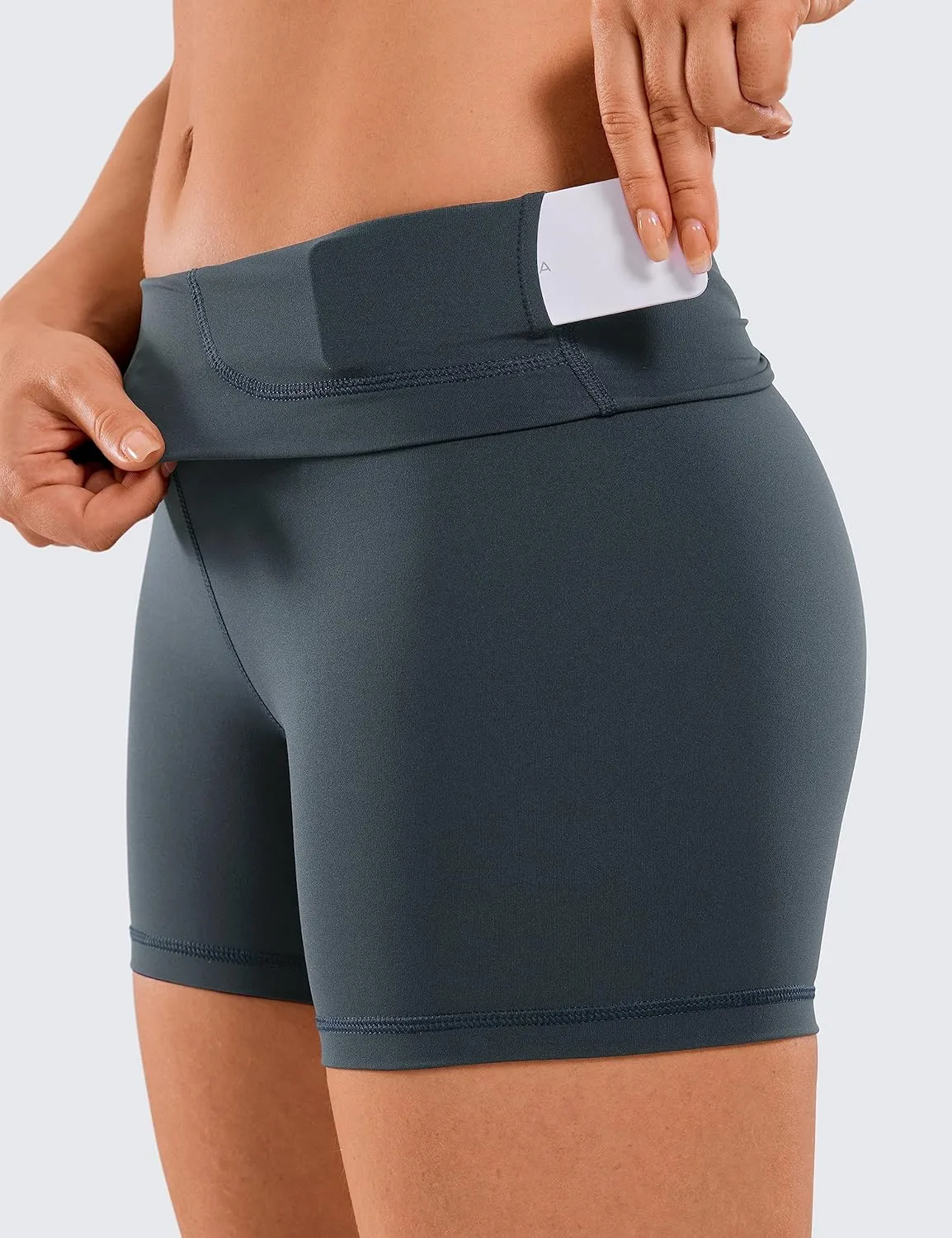 CRZ YOGA Women's Naked Feeling Biker Shorts - 4 Inches High Waist Yoga Workout Running Gym Spandex