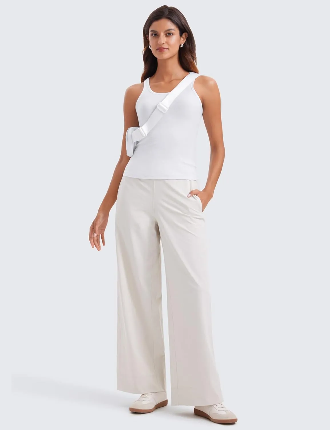 CRZ YOGA Womens Ribbed Modal Casual Tank Racerback Thin Strap Basic Sleeveless Shirts Going Out Fitted Workout Tops