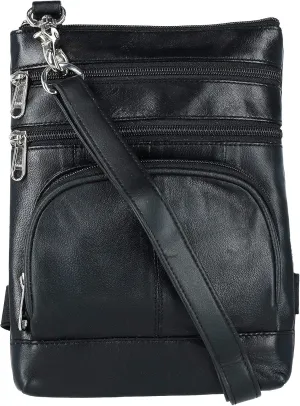 CTM® Leather Biker Hook Waist Belt Bag with Thigh Strap, Black