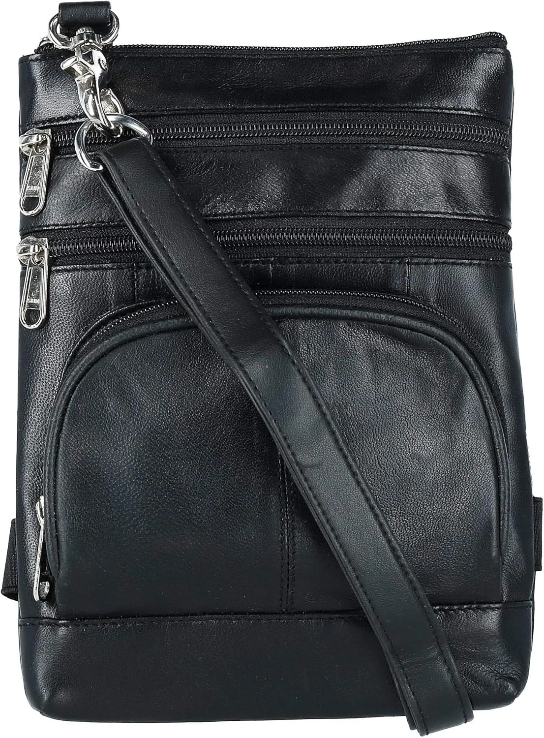 CTM® Leather Biker Hook Waist Belt Bag with Thigh Strap, Black