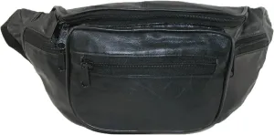 CTM® Leather Multi Pocket Fanny Waist Pack