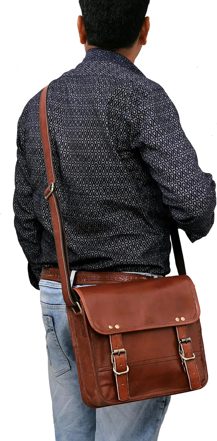 cuero Genuine Leather iPad/Tablet Bag Messenger Bag Small Briefcase CrossBody Shoulder Bag for Men and Women