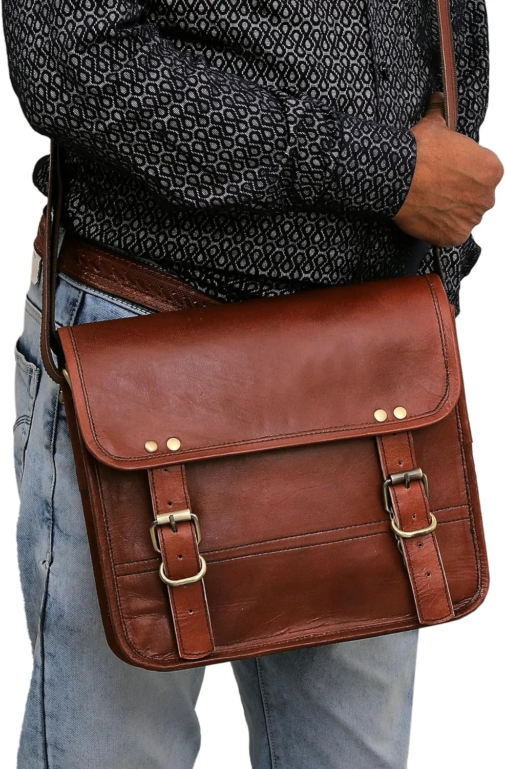 cuero Genuine Leather iPad/Tablet Bag Messenger Bag Small Briefcase CrossBody Shoulder Bag for Men and Women