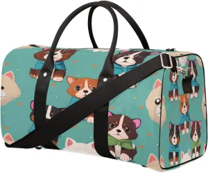 Curious Dogs Travel Duffle Bag Waterproof Foldable Weekender Bags for Women and Men Durable Carry on Overnight Bag with Shoulder Strap Lightweight Sports Gym Tote Bag