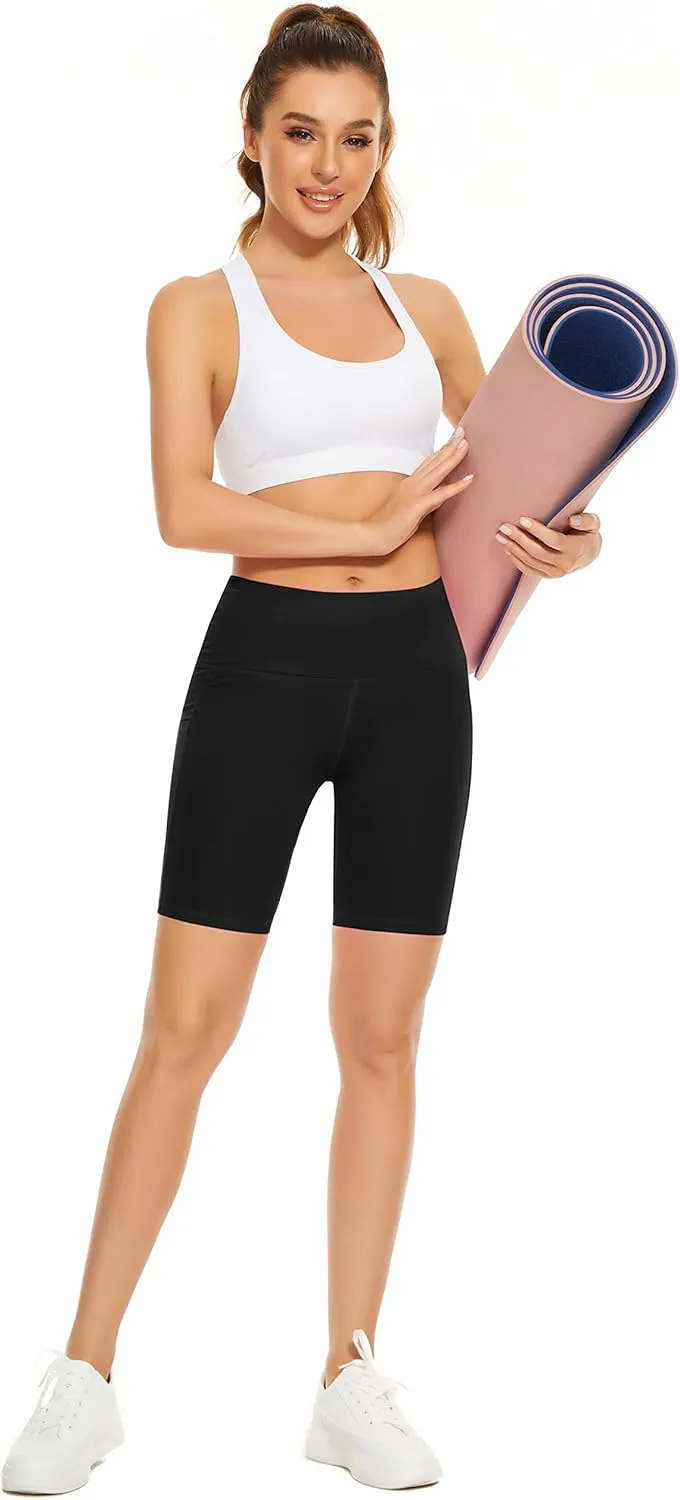 Custer's Night High Waist Out Pocket Yoga Short Tummy Control Workout Running 4 Way Stretch Yoga Leggings
