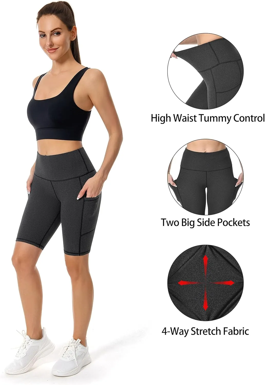 Custer's Night High Waist Out Pocket Yoga Short Tummy Control Workout Running 4 Way Stretch Yoga Leggings