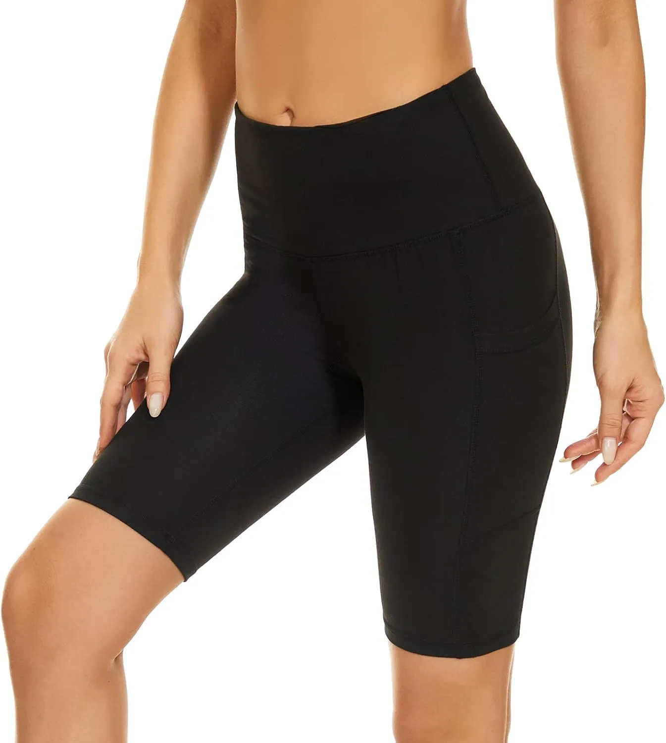 Custer's Night High Waist Out Pocket Yoga Short Tummy Control Workout Running 4 Way Stretch Yoga Leggings