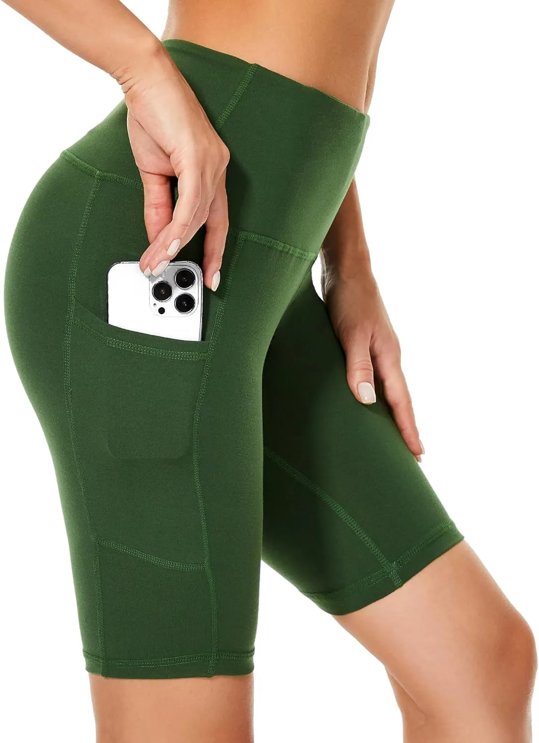 Custer's Night High Waist Out Pocket Yoga Short Tummy Control Workout Running 4 Way Stretch Yoga Leggings