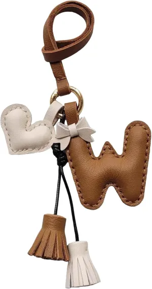 Custom Leather Bag Charms Initial Letter Pruse Charm Bow Tassel Keychain Personalized Handbag Backpack Pendant Accessories Gifts for Women