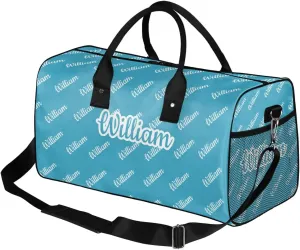Custom Name Duffel Bag Personalized Sports Bag Dance Gym Bags Travel Overnight Carry-On Duffel Bag for Women Men Waterproof, Blue