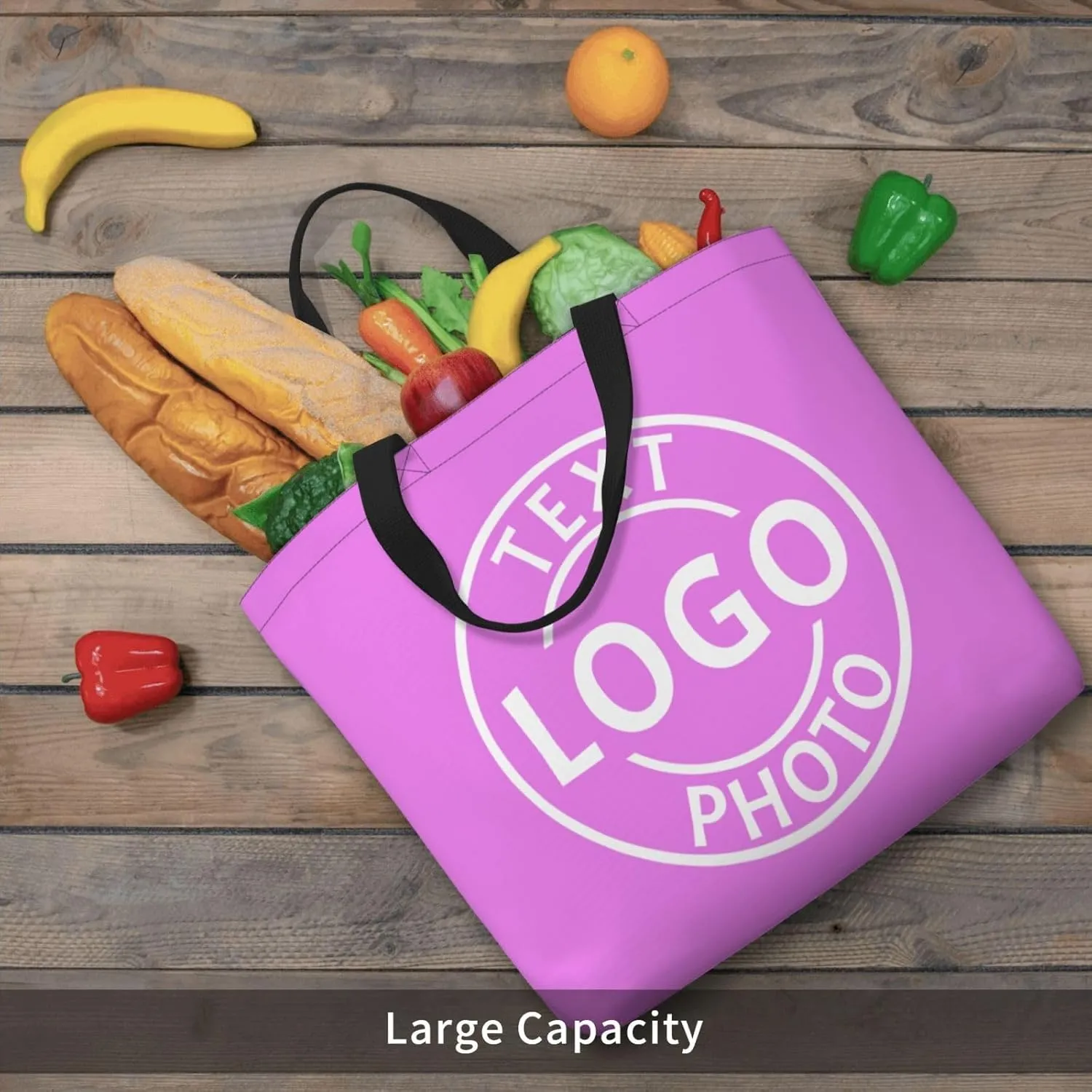 Custom Tote Bag Made in USA, Personalized Tote Bag for Women with Logo Text Photo Design Your Travel Shoulder Beach Bag