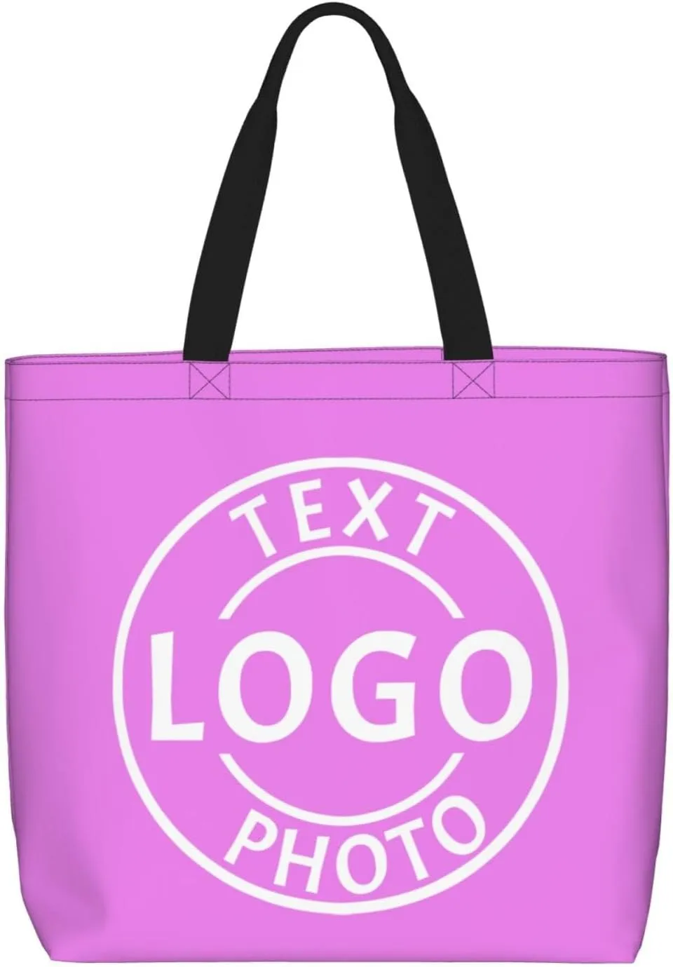 Custom Tote Bag Made in USA, Personalized Tote Bag for Women with Logo Text Photo Design Your Travel Shoulder Beach Bag