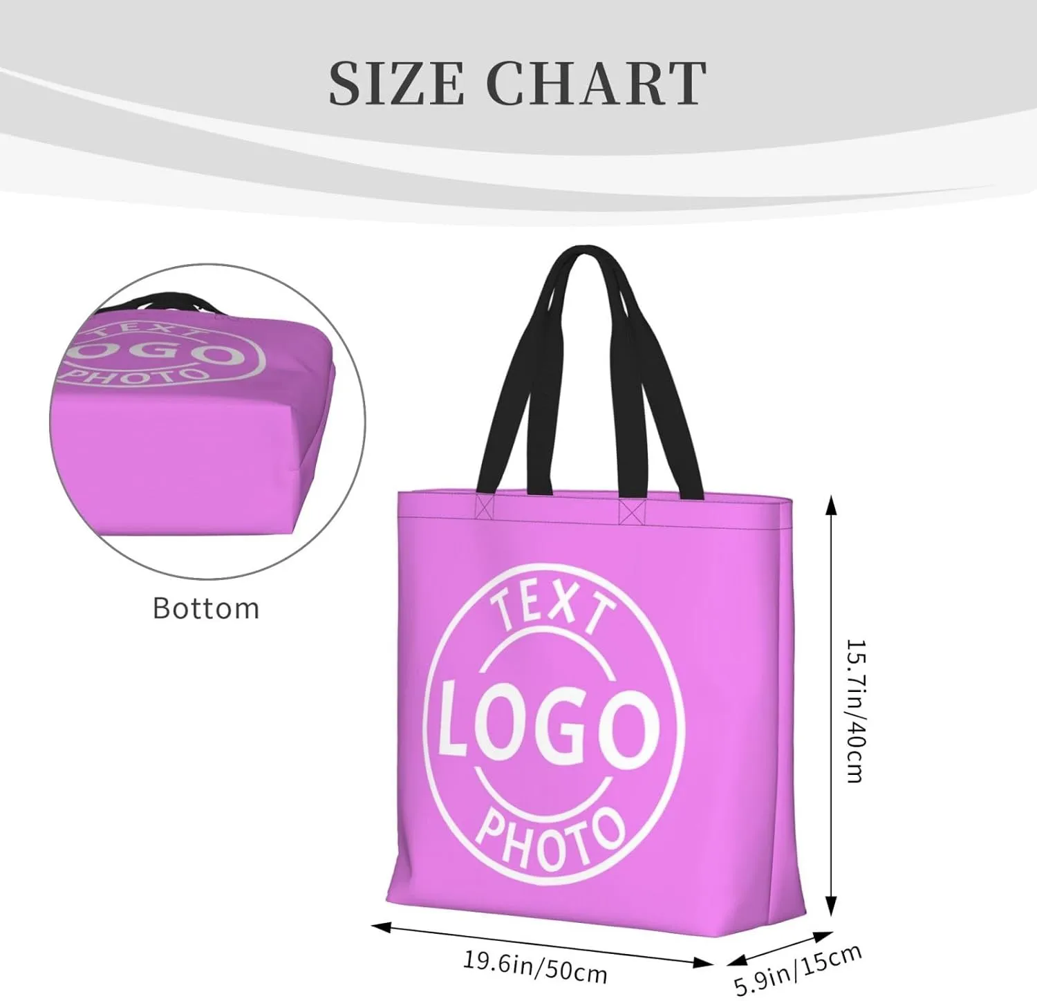Custom Tote Bag Made in USA, Personalized Tote Bag for Women with Logo Text Photo Design Your Travel Shoulder Beach Bag
