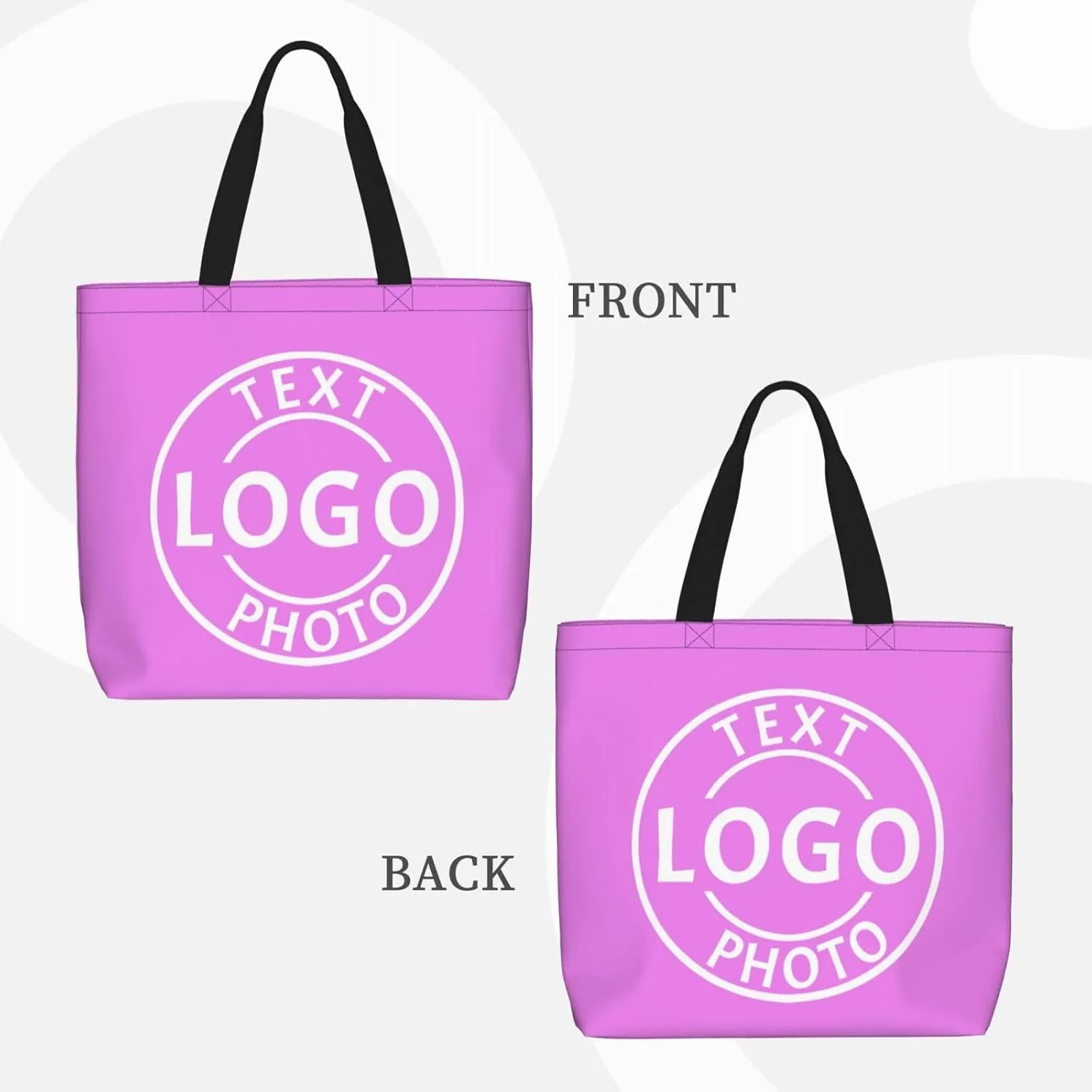 Custom Tote Bag Made in USA, Personalized Tote Bag for Women with Logo Text Photo Design Your Travel Shoulder Beach Bag