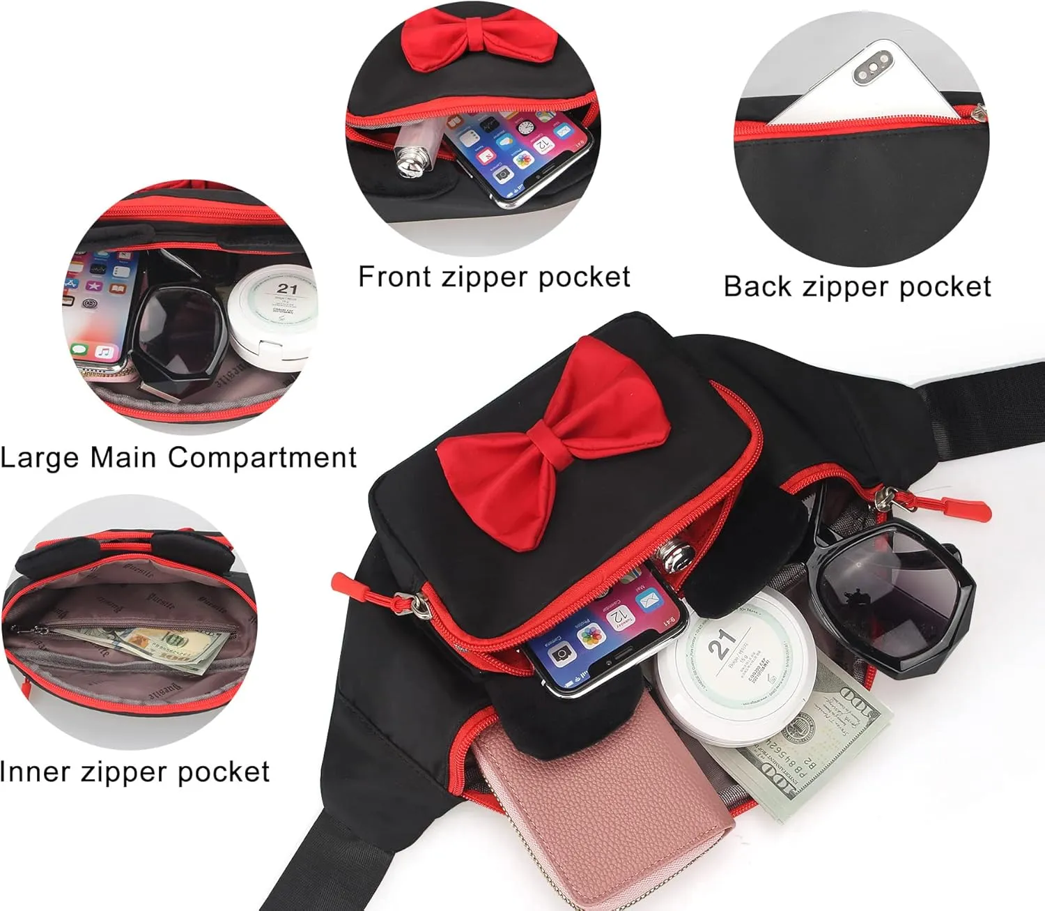 Cute Fanny Pack for Women Girls Crossbody Fanny Bag Belt Bags Teen Girl Travel World Outlet Accessories Cartoon Mouse Cross Body Bag for Trip Essentials Waist Pack Little Kid Outdoor Fanny Pack