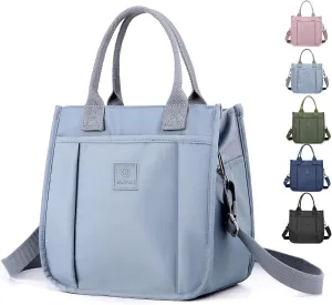 Cute Small Tote Bag for Women with Zipper Multi Pockets, Mini Crossbody Purse Tote Handbags for Work Travel Beach