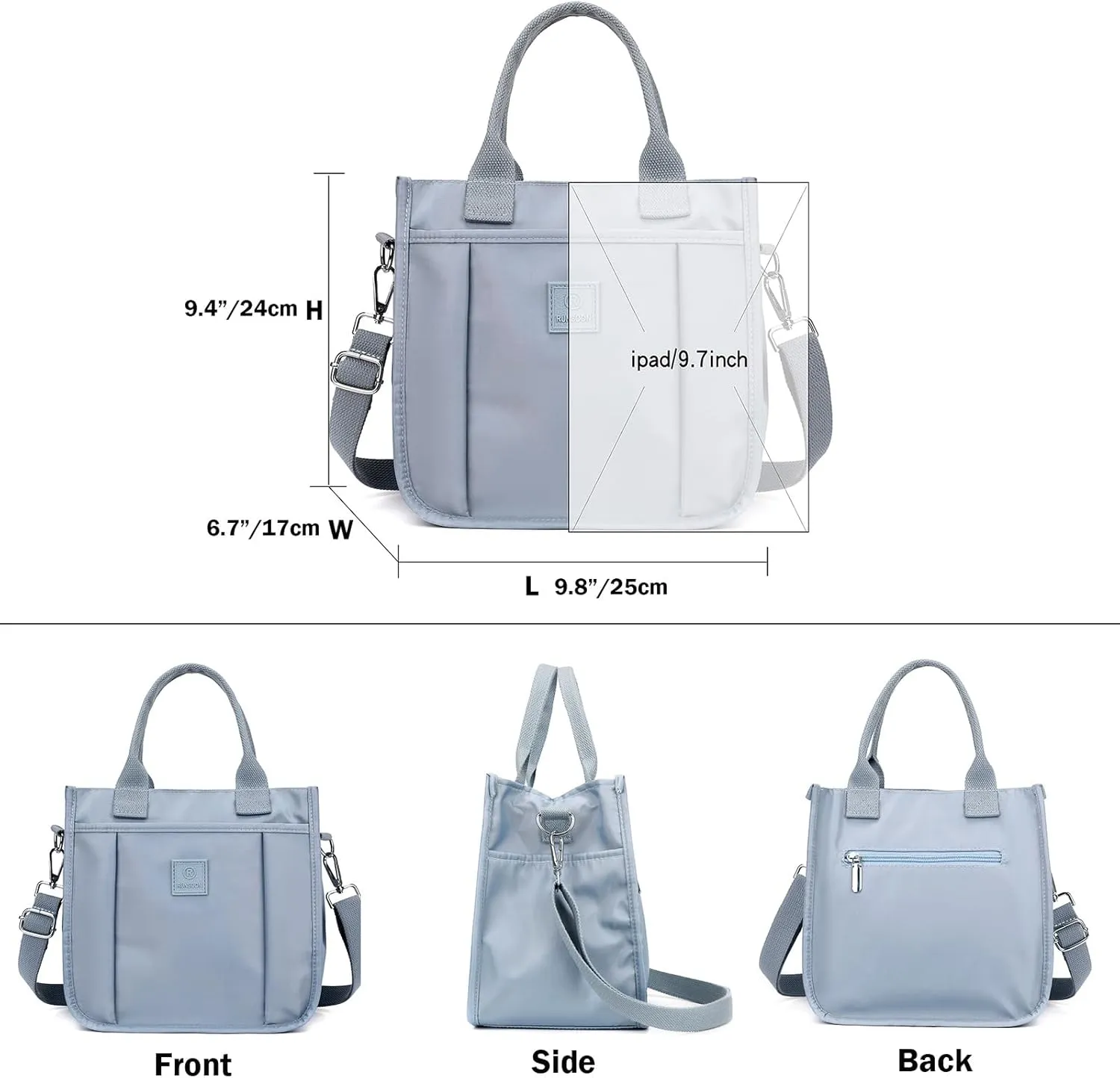 Cute Small Tote Bag for Women with Zipper Multi Pockets, Mini Crossbody Purse Tote Handbags for Work Travel Beach