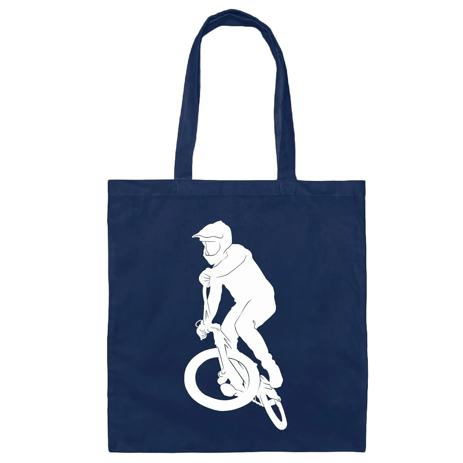 Cyclists Cool Stunt Cycling Gift Design Navy Black Multicolor Canvas Tote Bag