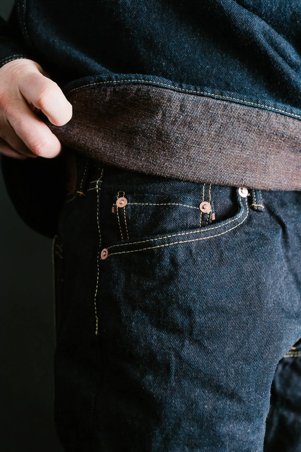 D1879S - 15oz "Natural Indigo x Kakishibu" Aishibuzome Dyed Selvedge - Regular Straight Fit