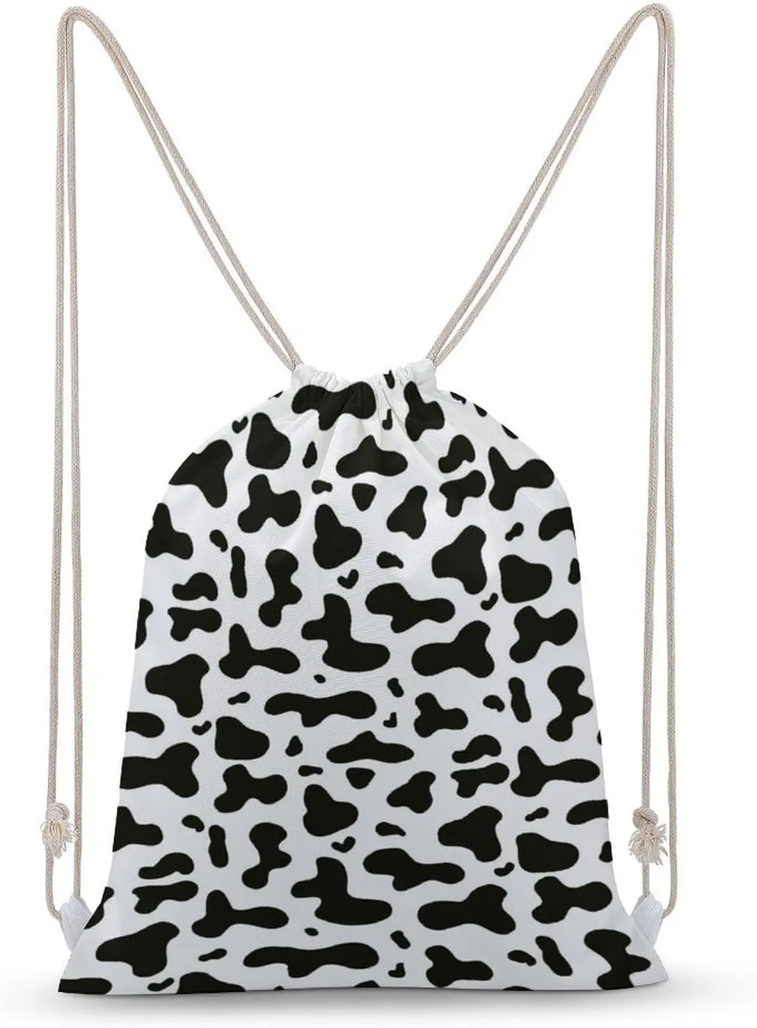 Dairy Cow Pattern Drawstring Backpack Water Resistant Sports Gym Bag Travel for Men Women