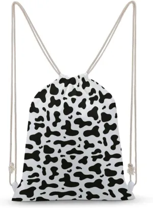 Dairy Cow Pattern Drawstring Backpack Water Resistant Sports Gym Bag Travel for Men Women