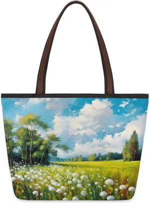 Dandelion Tree Sky Tote Bag Tote Purse for Women with Zipper Womens Handbags for Work Travel