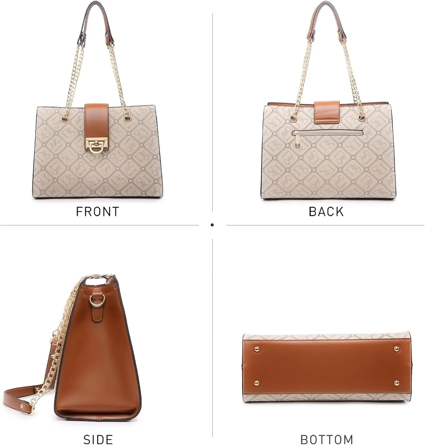 Dasein Leather Handbag Tote Hobo Bag for Women Shoulder Purse Top Handle Satchel Bag with Matching Clutch