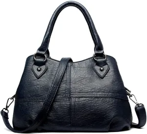 Dayfine Women's Soft Leather Stitching Three-layer Middle-aged Mother Shoulder Bag Oblique Satchel