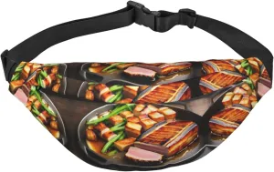 Delicious grilled meat Boys Crossbody Waist Bag, Large Travel Fashion Waist Bag for Sports, Running, Cycling, Traveling, Fishing