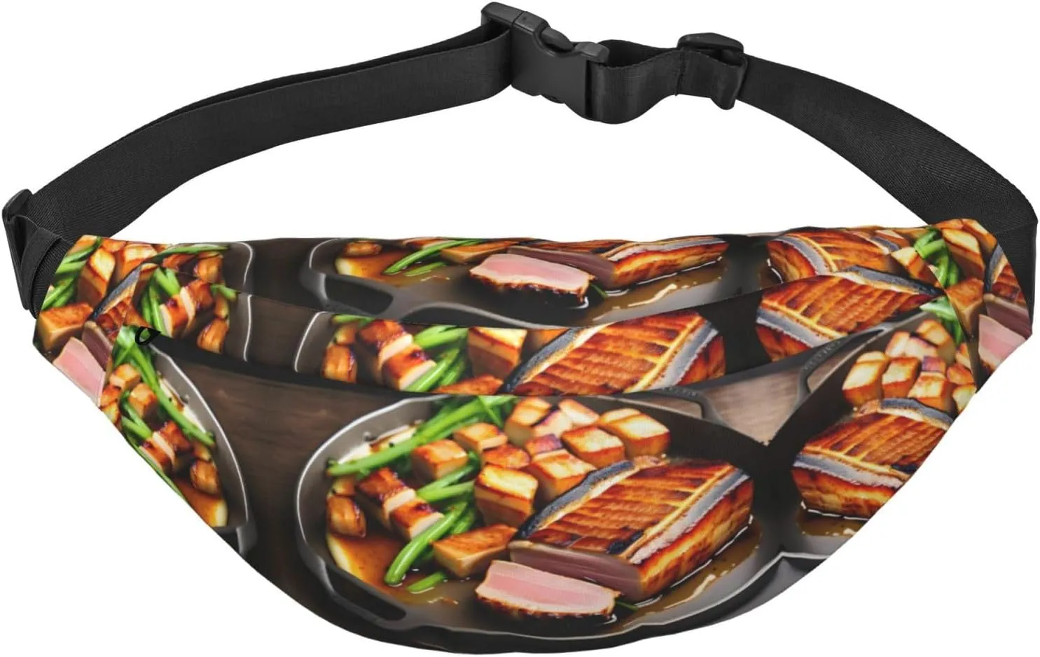 Delicious grilled meat Boys Crossbody Waist Bag, Large Travel Fashion Waist Bag for Sports, Running, Cycling, Traveling, Fishing