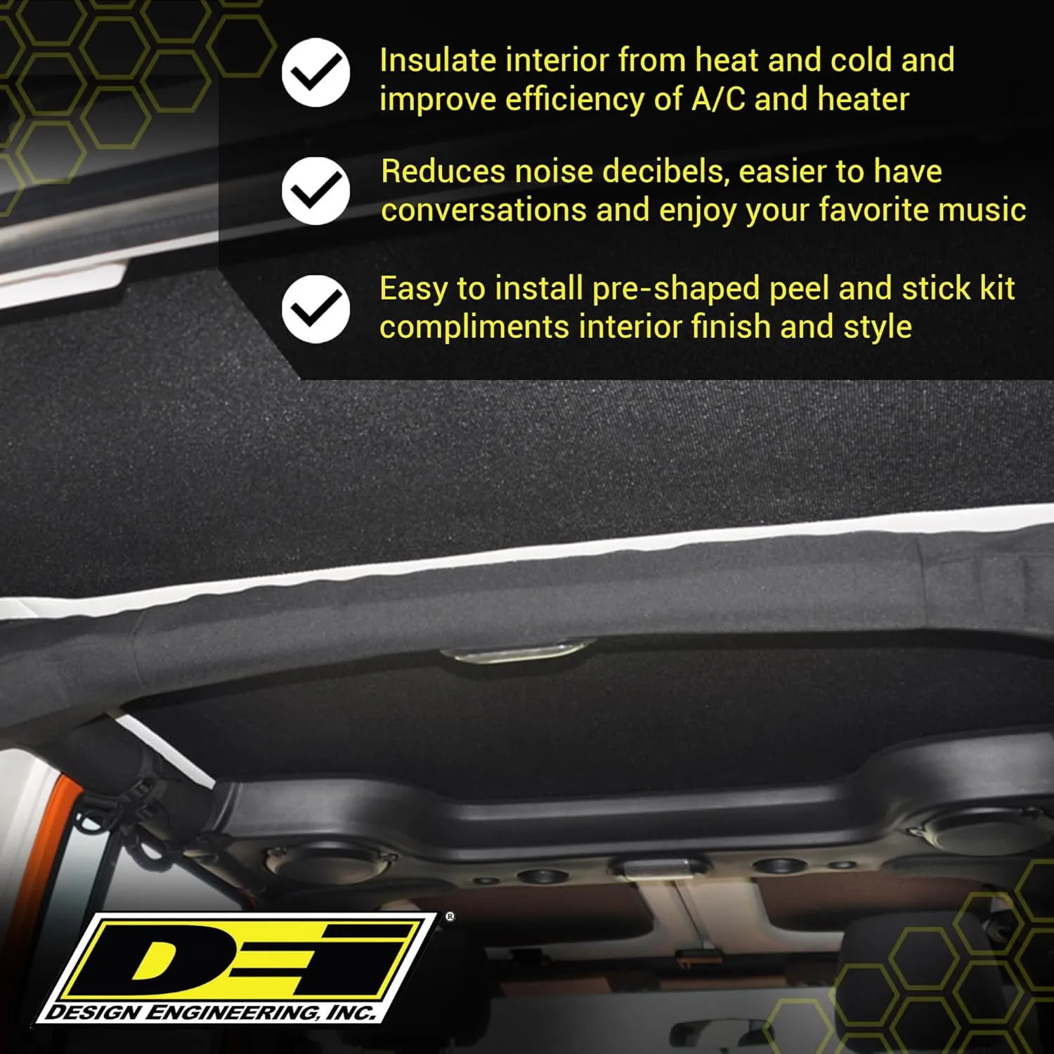 DESIGN ENGINEERING Sound Deadening and Insulating Headliner Kit Compatible with Jeep Gladiator JT (2020-up) - Max Insulation Headliner Sound Deadener Accessories