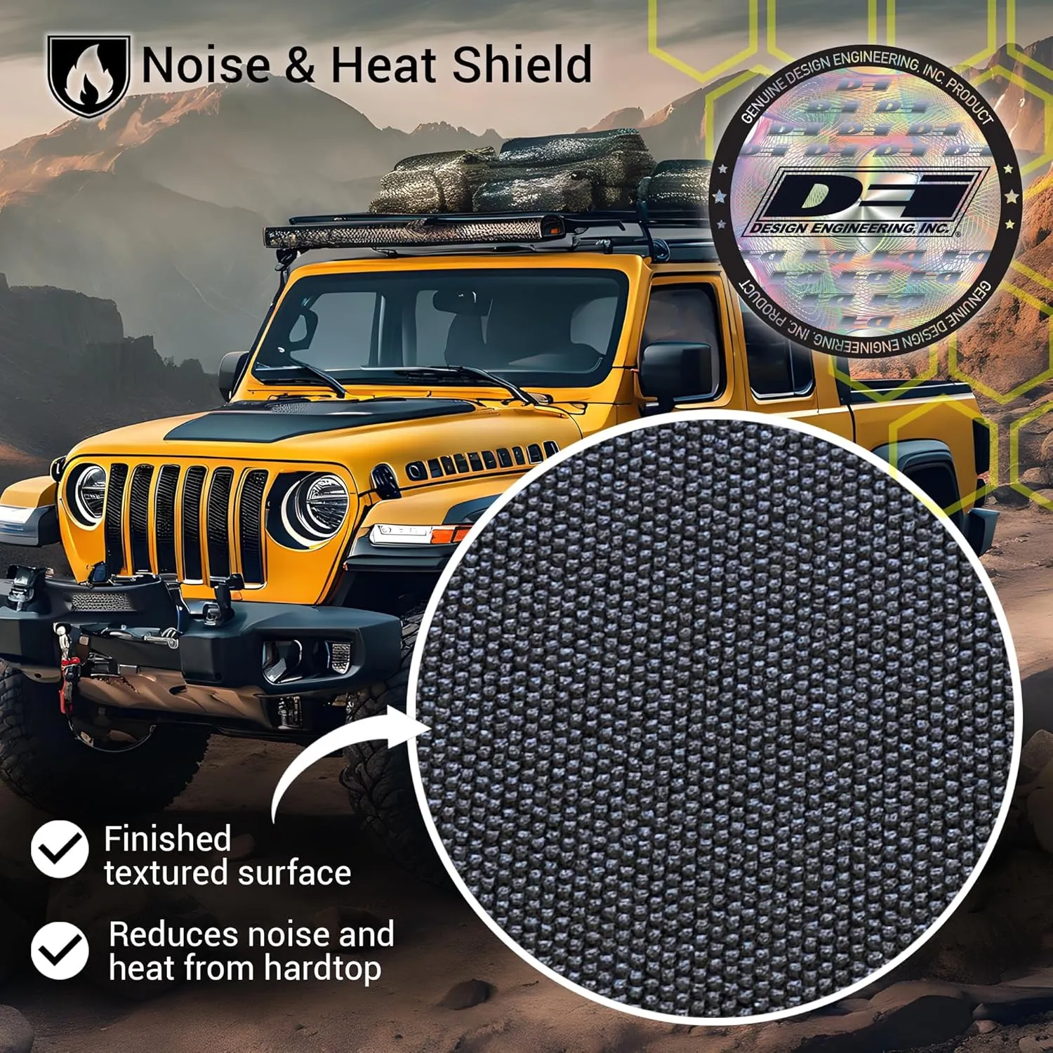 DESIGN ENGINEERING Sound Deadening and Insulating Headliner Kit Compatible with Jeep Gladiator JT (2020-up) - Max Insulation Headliner Sound Deadener Accessories