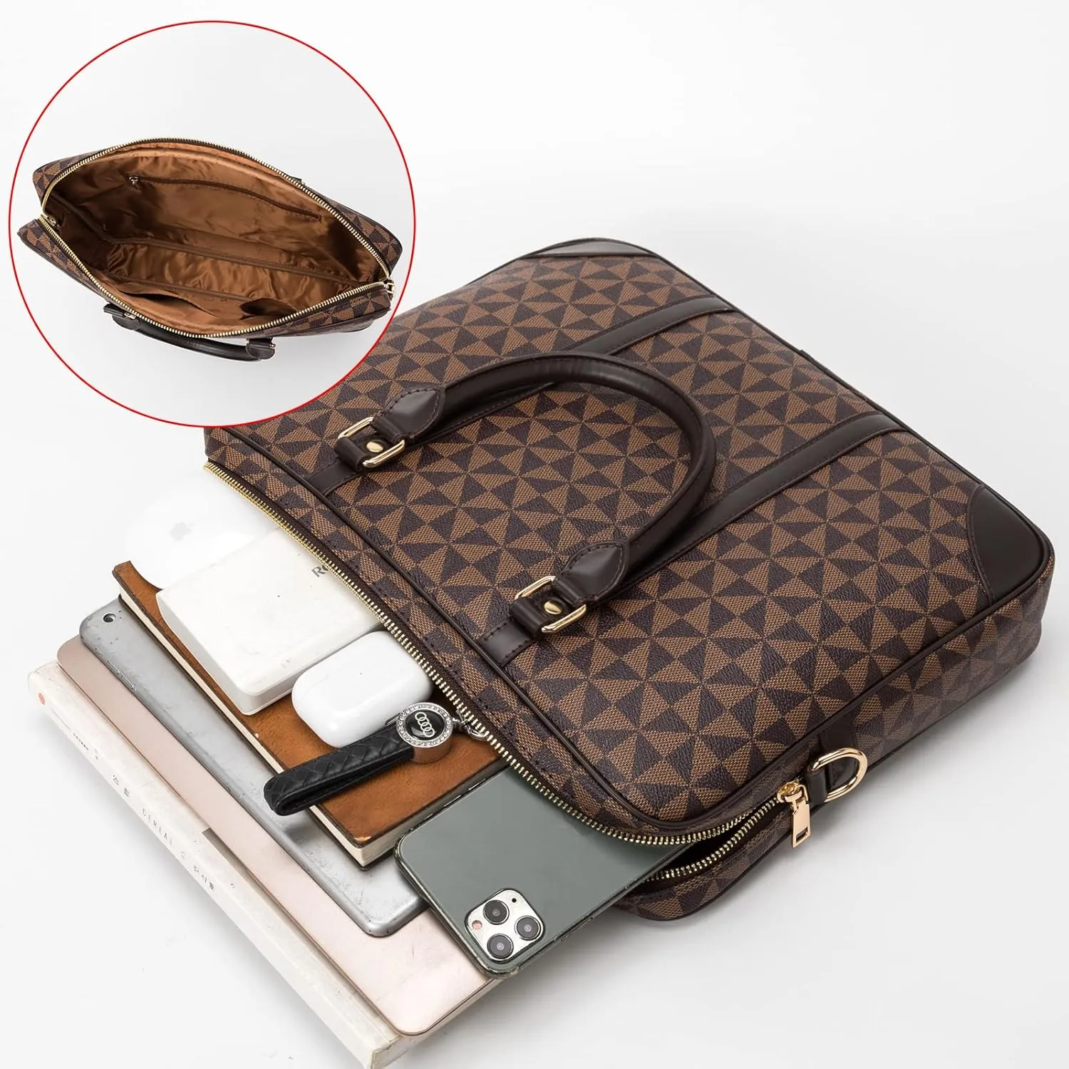 Designer Briefcase 15.6 Laptop Bag,Computer Tote Bag Handbag Shoulder Bag Satchel for Office Business Travel