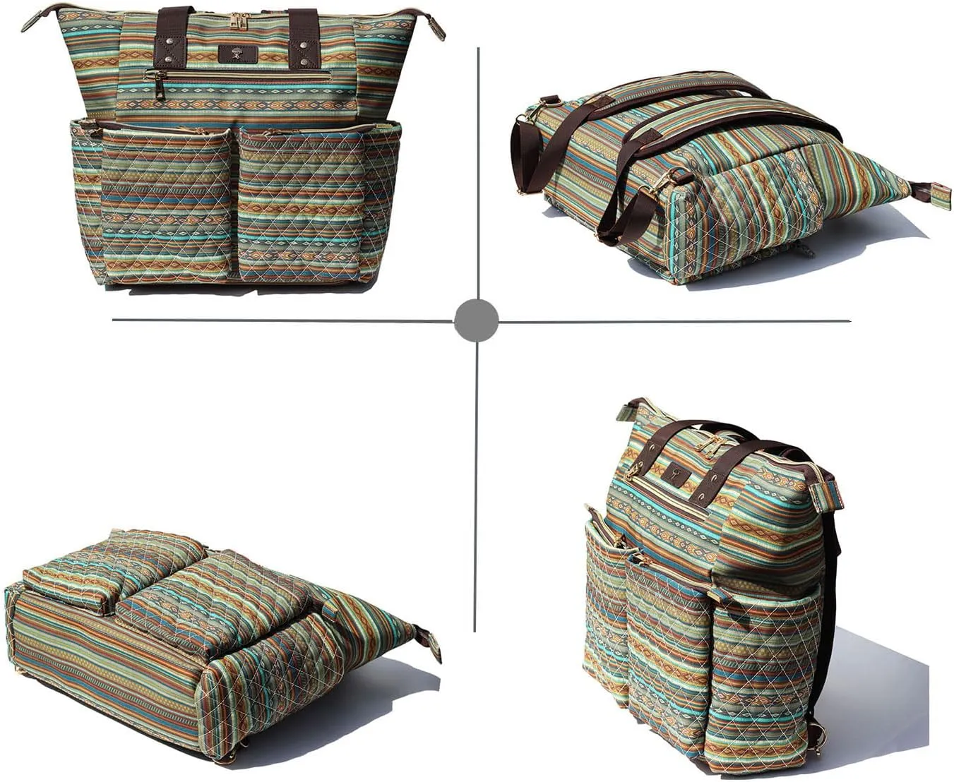 Diaper Tote Bag Totepack Backpack 2 in 1 for Women Multifunctional Large Capacity with Insulated Pockets Travel