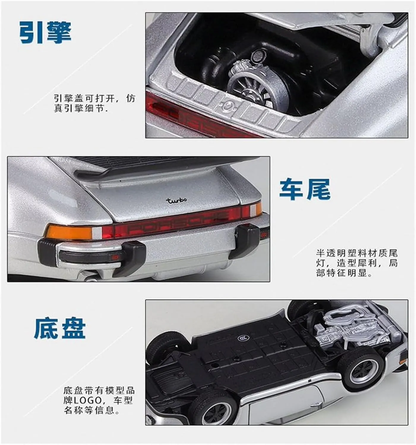 Die Casting 1/24 for Porsche 918 911 Turbo 356A Speedster Alloy Convertible Car Model Fully Open Door Vehicle Model Decoration Presents(918 Spyder)