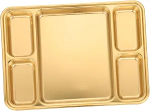 Divided Plate Stainless Steel Bariatric Plates and Bowls Golden Compartment for Food Easy Clean