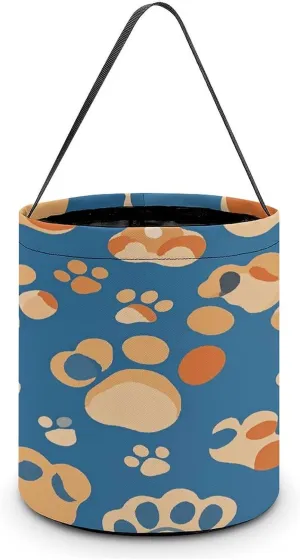 Dog Paw Prints Halloween Tote Candy Bag Candy Basket Candy Bucket Gift Bag for Halloween Party